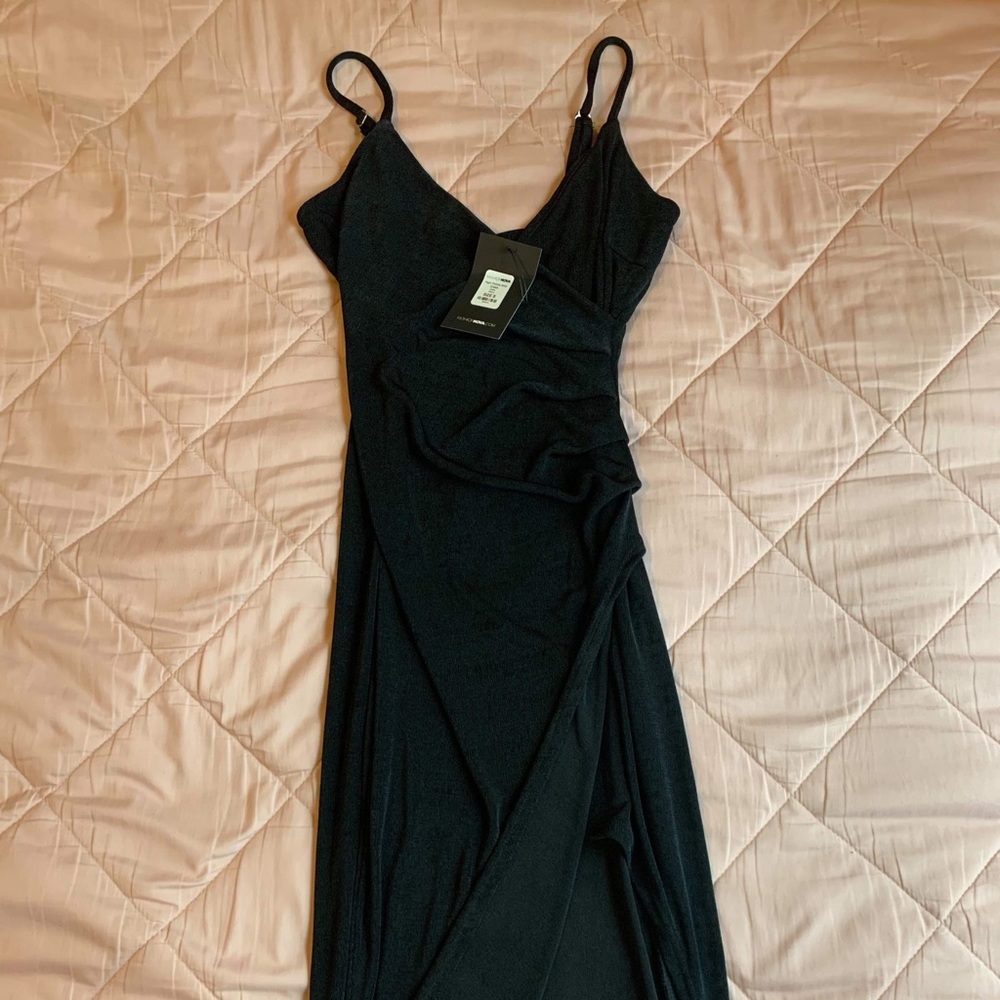 Fashion nova black open slit dress